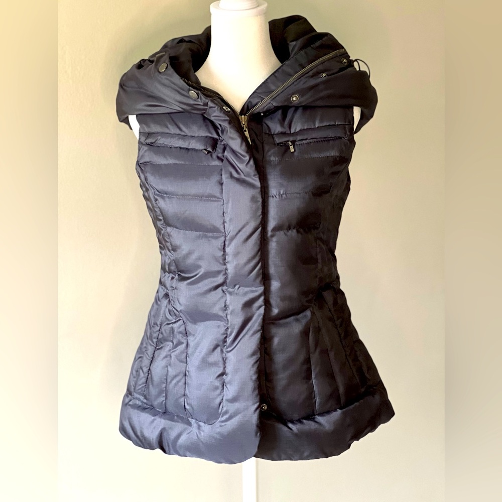 Cole Haan Down Feather Hooded Gray Vest Size XS